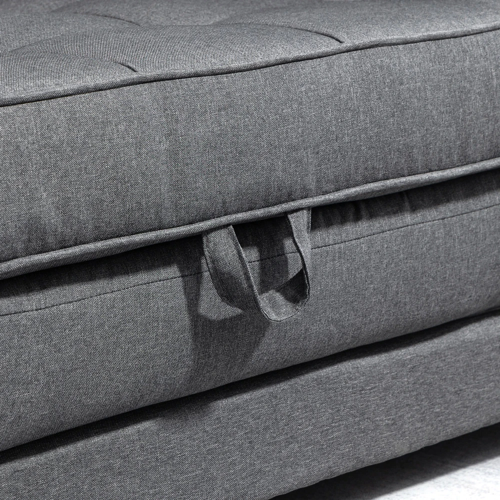 Aosom Minkšta lova sofa, 2 vietų, pilka, 147,5 x 75 x 85 cm