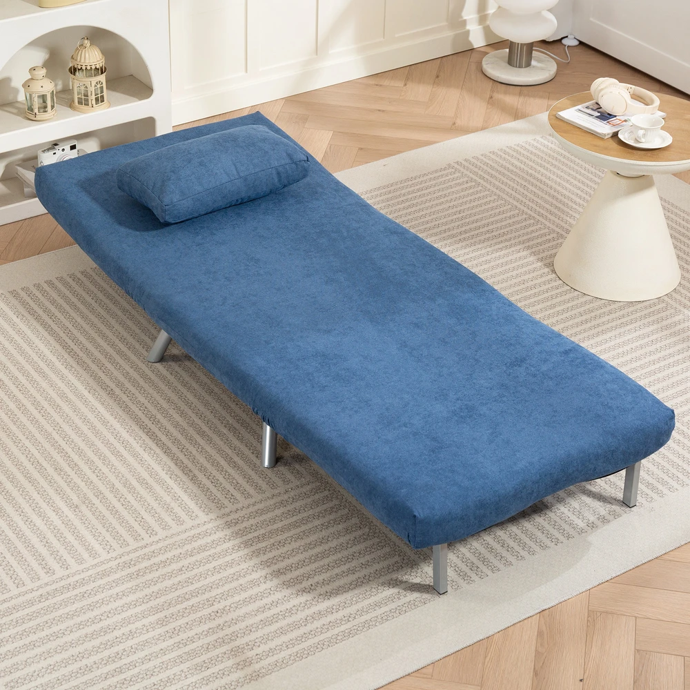 Fotelis Aosom Minkštas krėslas su lovos funkcija, 3-in-1 dizainas, miego krėslas, svečių lova, mėlynas