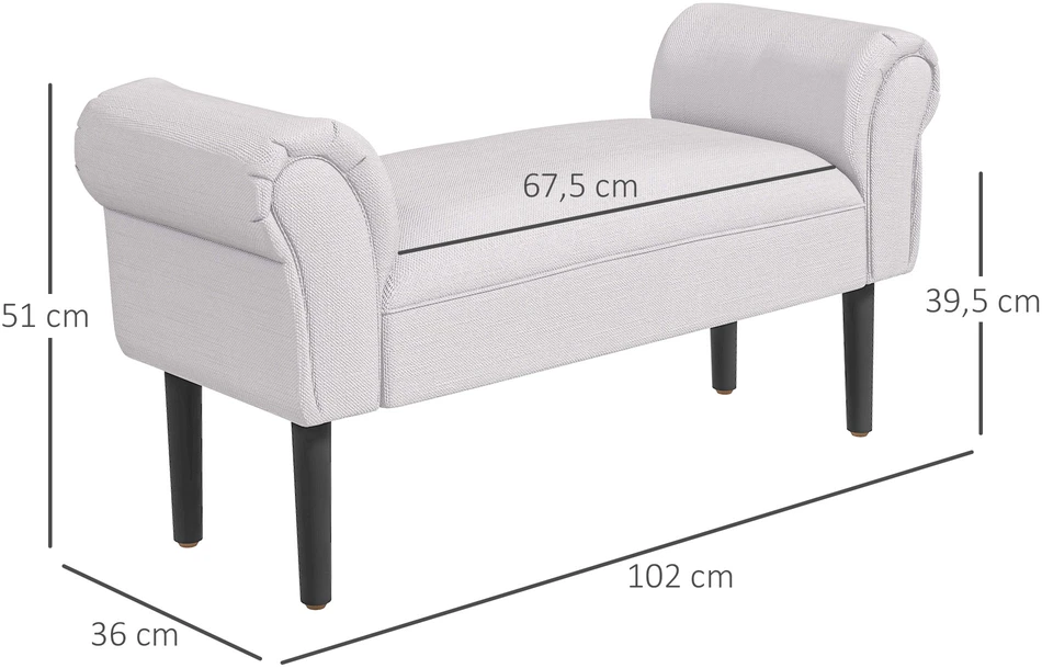 Aosom Minkštas suoliukas, pilkas, 102 x 36 x 51 cm, iki 130 kg