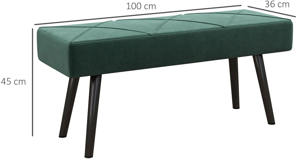 Aosom Minkštasuolė, aksomo išvaizda, 100 x 36 x 45 cm, žalia