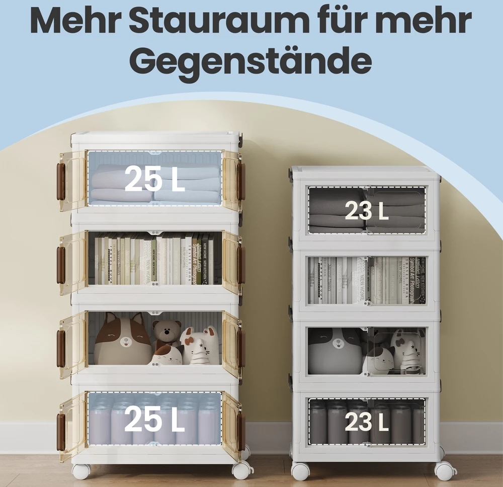 Koduva Mobilus daiktų organizatorius su ratukais, 4 aukštų, baltas, 100 l, 26 x 45 x 91 cm