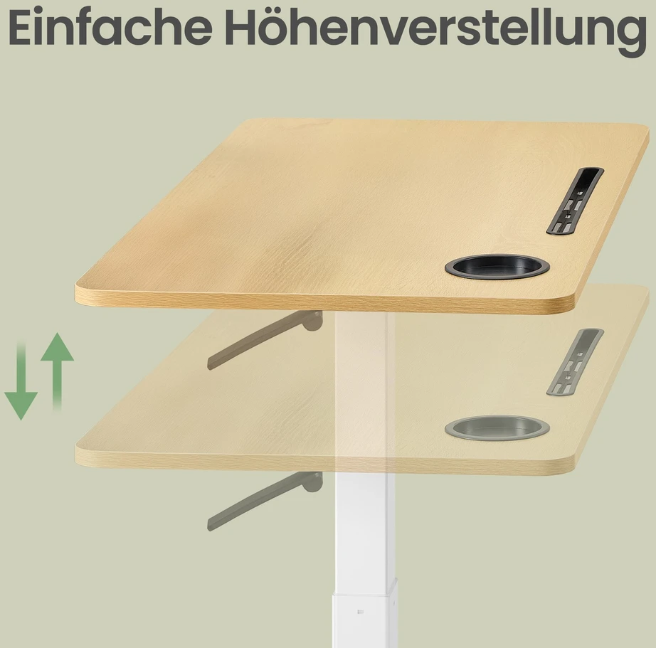 Koduva Mobilus pastatomas stalas su ratukais, 80 x 45 x 65–102 cm, aukso ąžuolo spalvos