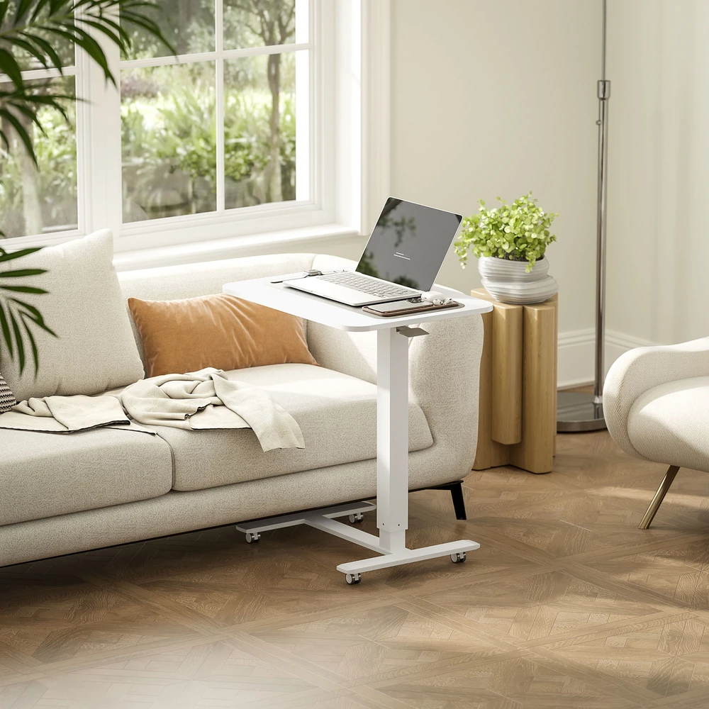 Koduva Mobilus reguliuojamo aukščio stalas su ratukais, 65 × 48 × 73–110 cm, baltas