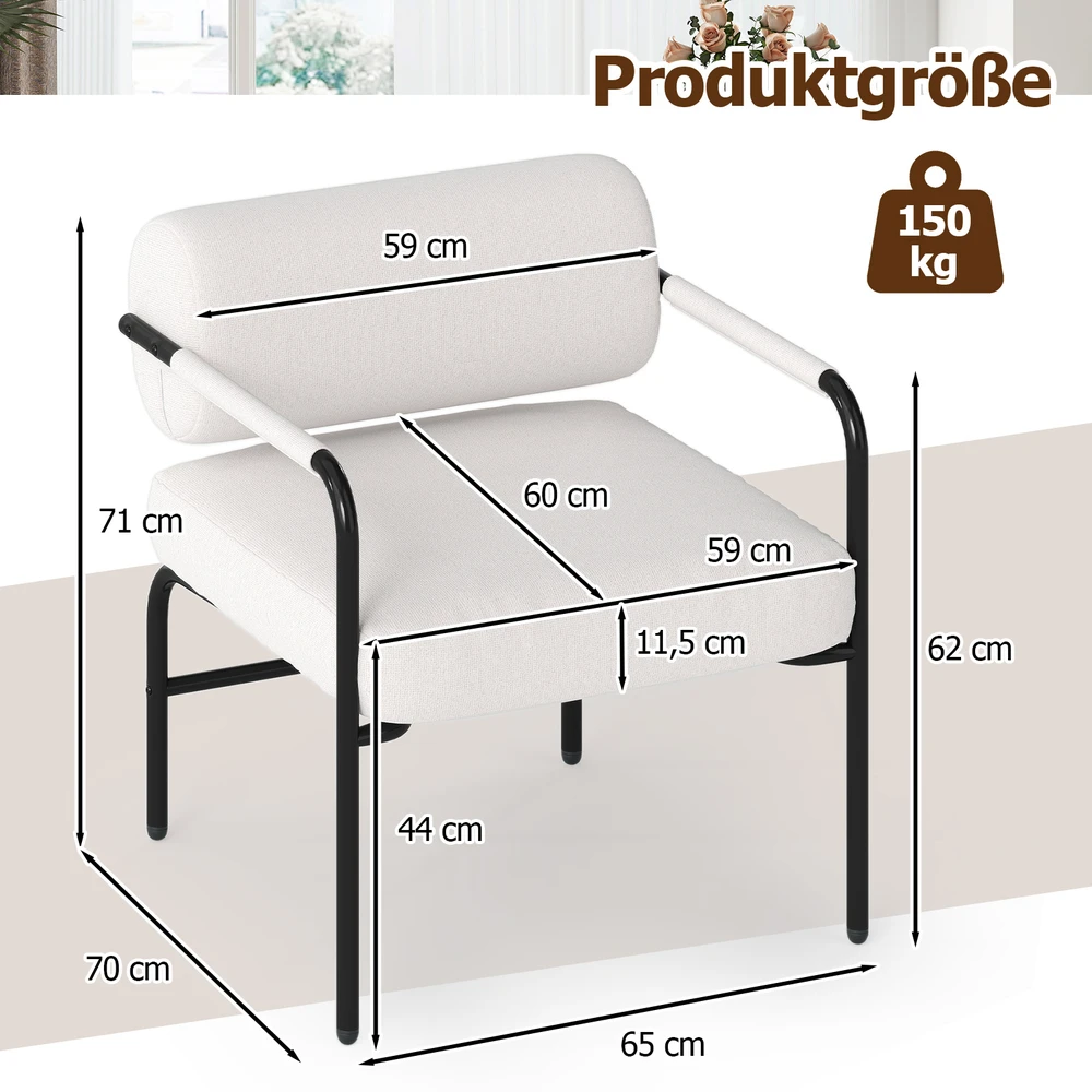 Promotion Modernus aksominio audinio fotelis baltas spalvos