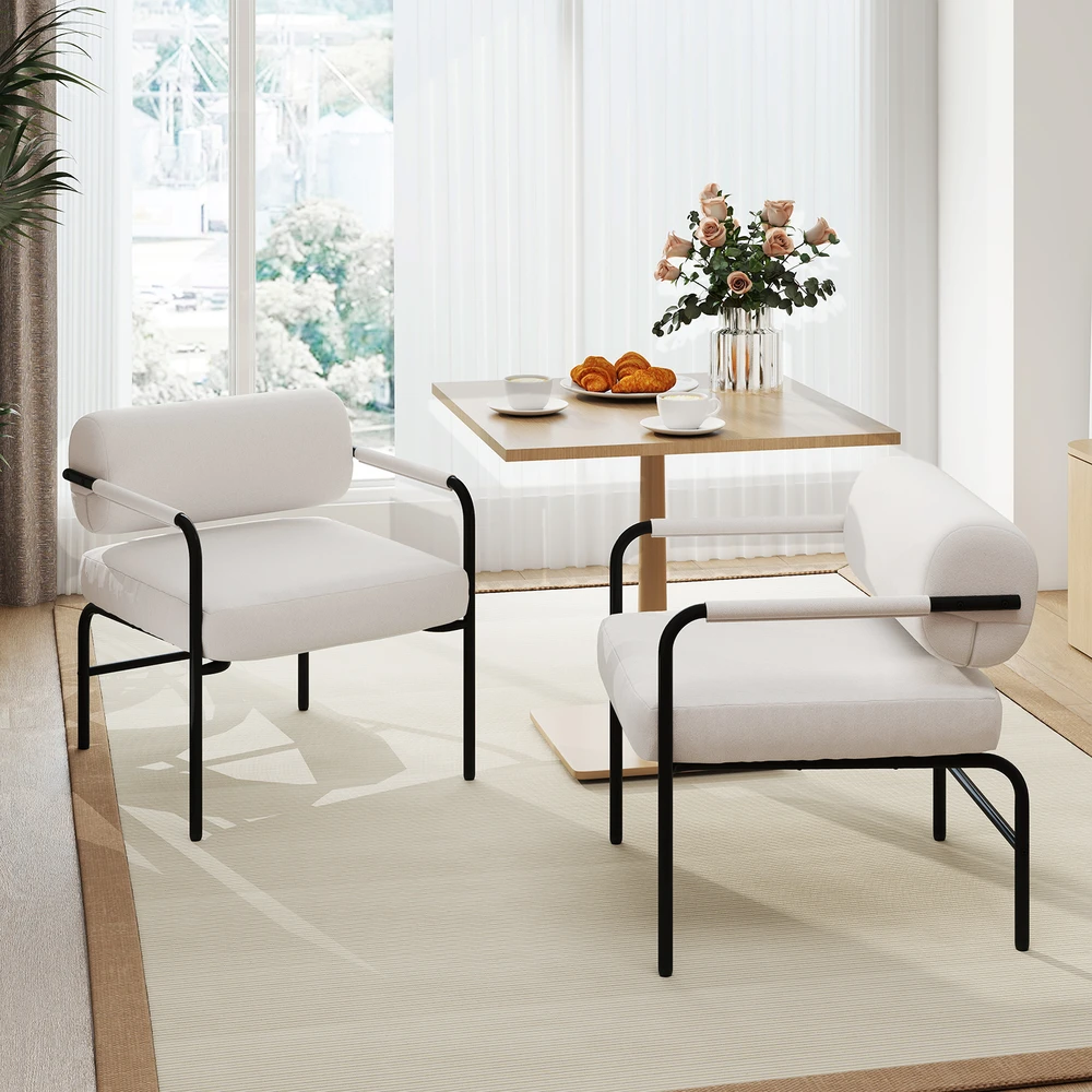 Promotion Modernus aksominio audinio fotelis baltas spalvos