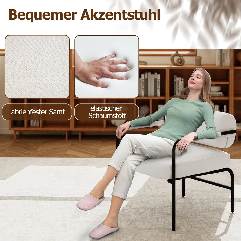 Promotion Modernus aksominio audinio fotelis baltas spalvos