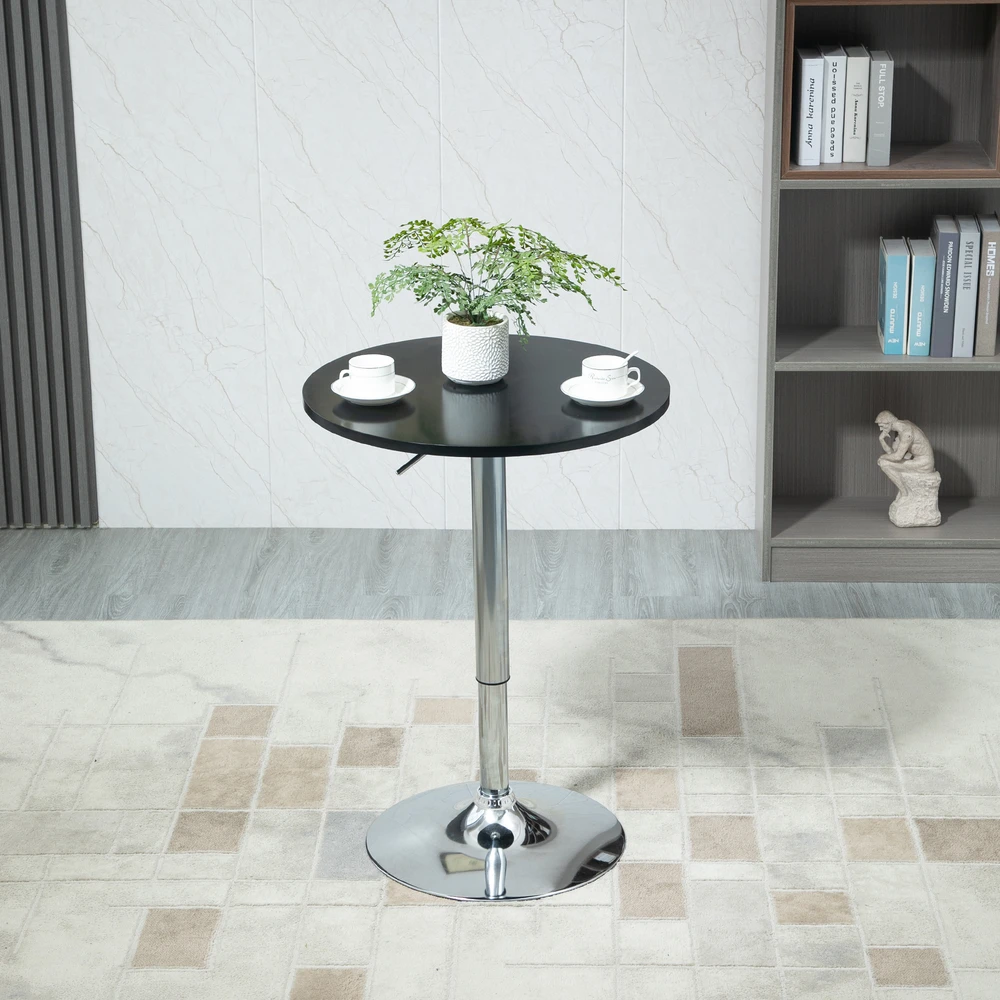 Aosom Modernus apvalus baro stalas, juodas, Ø61 cm, 70-90 cm