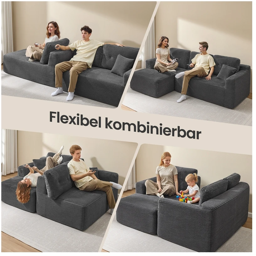 Koduva Modulinė kampinė sofa, 244 cm pločio, su kaire šezlongo dalimi, skalūno pilka
