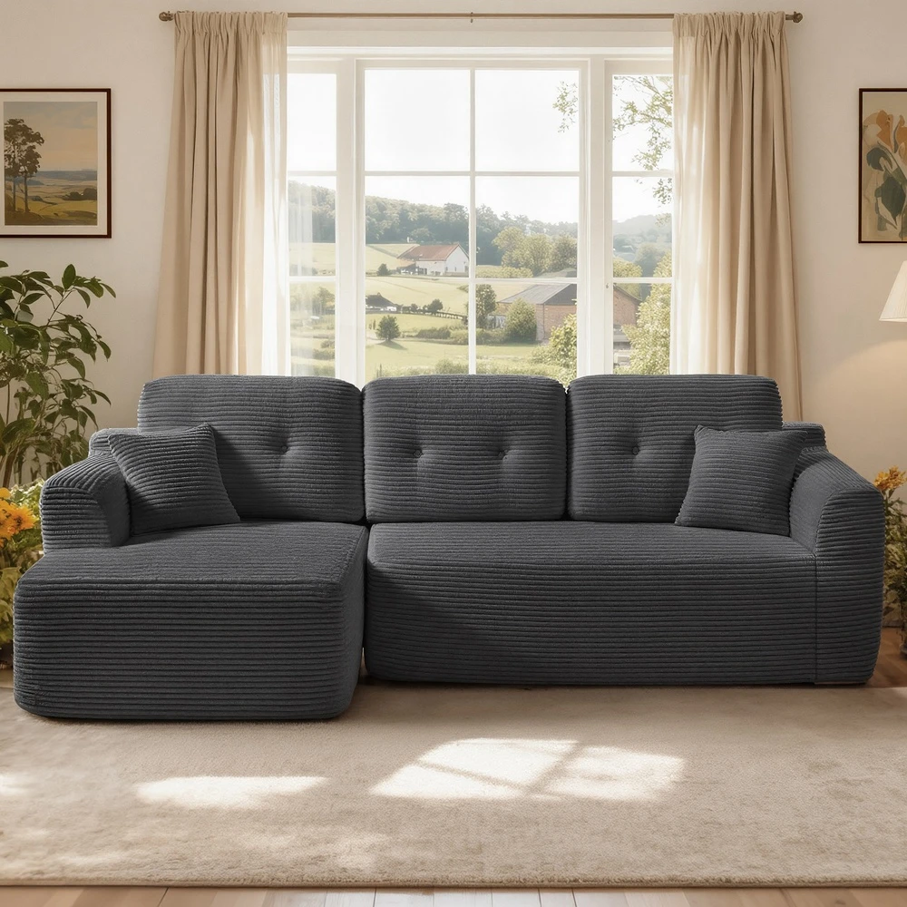 Koduva Modulinė kampinė sofa su kairiąja šezlongo dalimi, 244 cm pločio, pilka