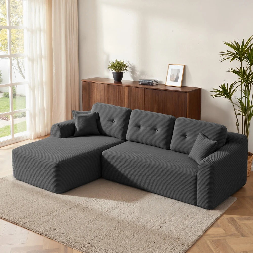 Koduva Modulinė kampinė sofa su kairiąja šezlongo dalimi, 244 cm pločio, pilka