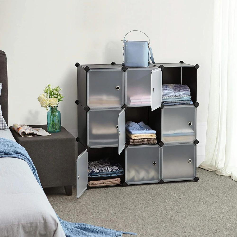 Koduva Modulinė plastikinė spinta su 9 kubais, 93 x 31 x 93 cm, juoda ir balta