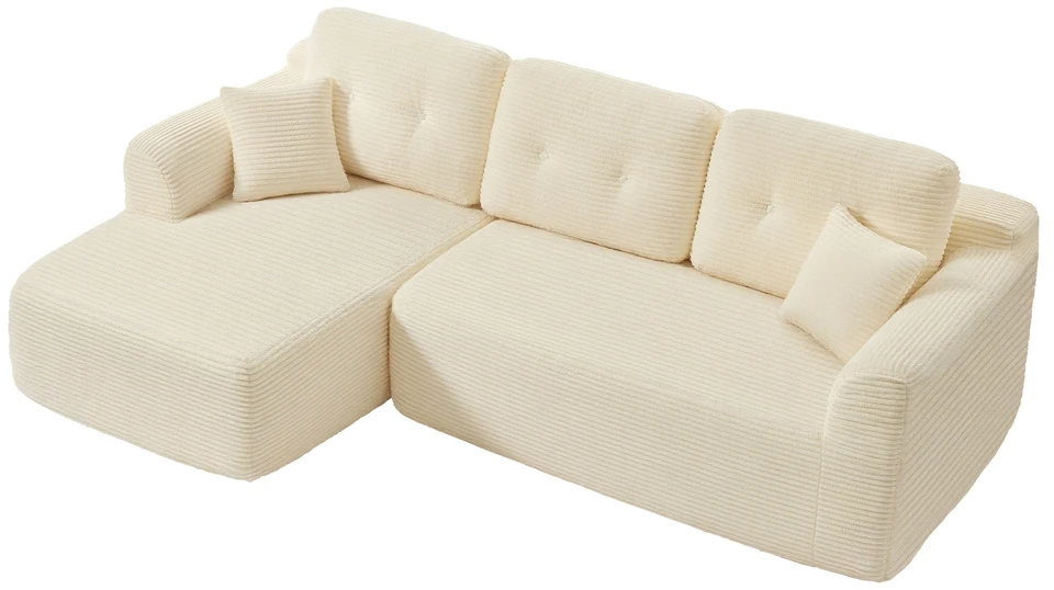 Koduva Modulinė sofa su kairiąja šezlongo dalimi, 244 cm pločio, balta, 150 x 244 x 73 cm