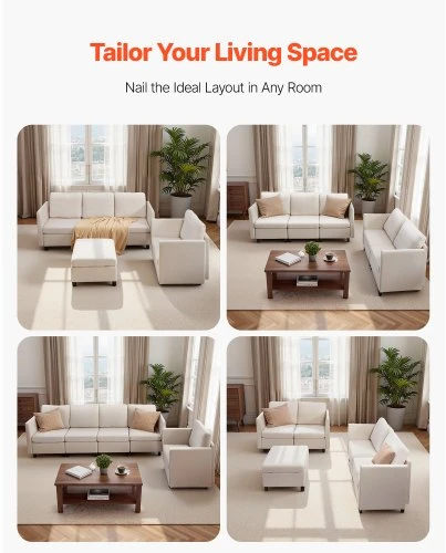 VEVOR Modulinė svetainės sofa SS001-5, 5 vietų, smėlio spalvos