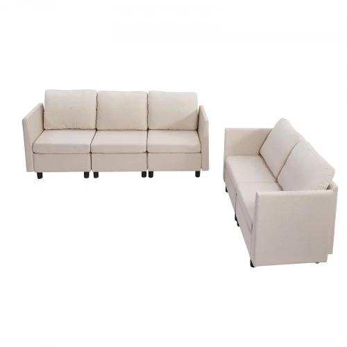 VEVOR Modulinė svetainės sofa SS001-5, 5 vietų, smėlio spalvos