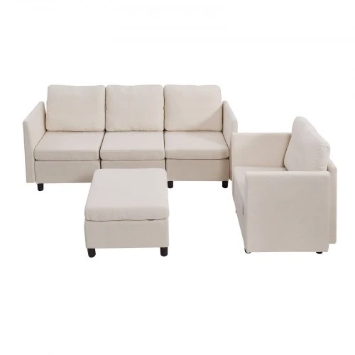 VEVOR Modulinė svetainės sofa SS001-5, 5 vietų, smėlio spalvos
