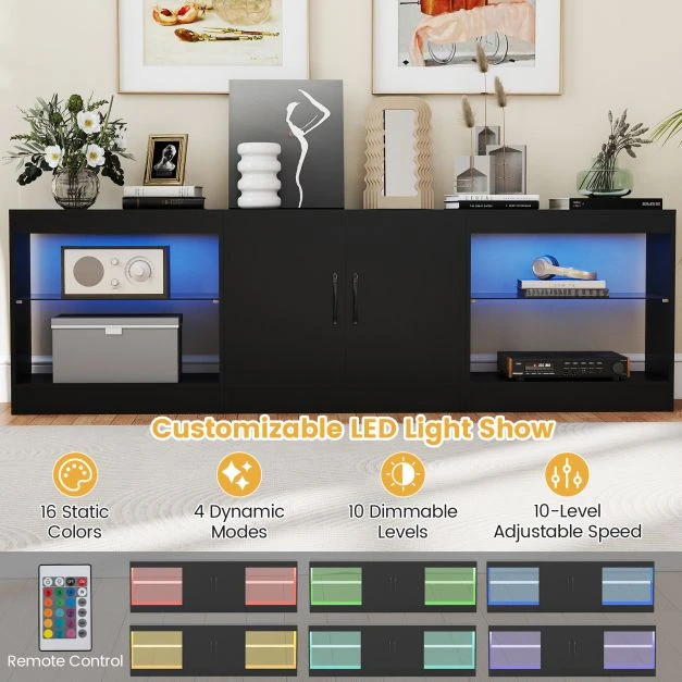 TV staliukas Promotion Modulinė TV spintelė 85" televizoriams, juoda
