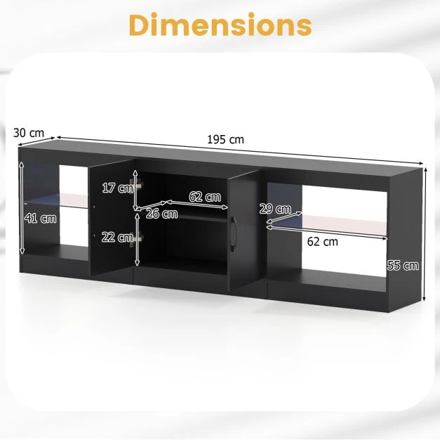 TV staliukas Promotion Modulinė TV spintelė 85" televizoriams, juoda