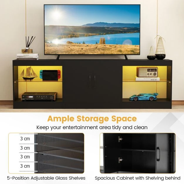 TV staliukas Promotion Modulinė TV spintelė 85" televizoriams, juoda