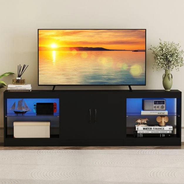 TV staliukas Promotion Modulinė TV spintelė 85" televizoriams, juoda