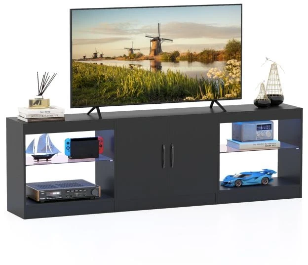 TV staliukas Promotion Modulinė TV spintelė 85" televizoriams, juoda
