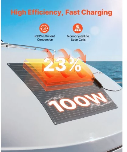 VEVOR Monokristalinis saulės skydelis 100 W, lankstus, 97 x 58 x 2 cm
