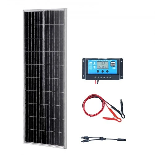 VEVOR Monokristalinis saulės skydelis S100 su įkrovimo valdikliu, 100 W, 12 V, 110 x 45 x 3 cm