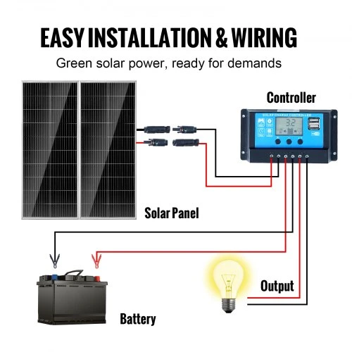 VEVOR Monokristalinių saulės modulių rinkinys S100, 200 W, 2 vnt., 12 V