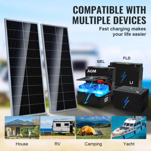 VEVOR Monokristalinių saulės modulių rinkinys S100, 200 W, 2 vnt., 12 V