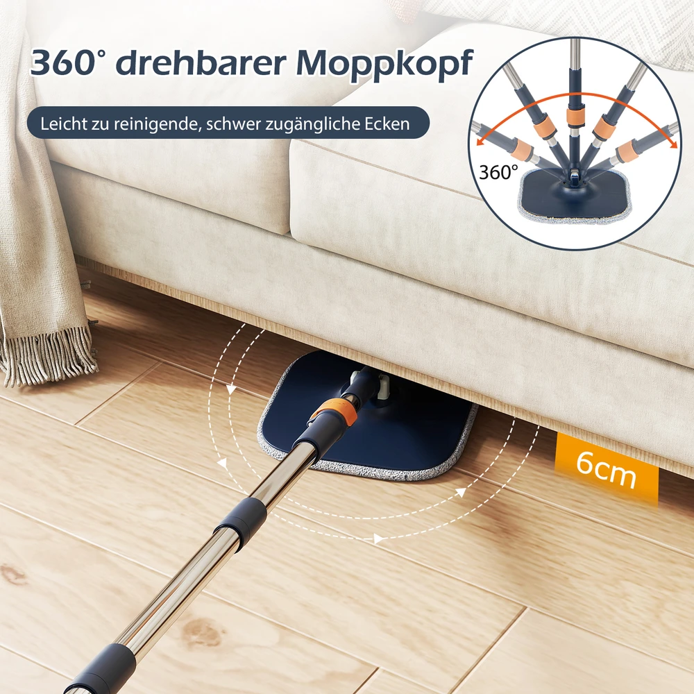 Promotion Mopų sistema su kibiru ir 6 keičiamais mopais, mėlyna