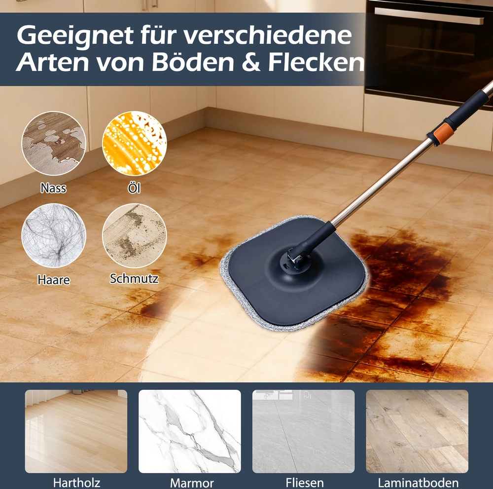 Promotion Mopų sistema su kibiru ir 6 keičiamais mopais, mėlyna