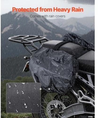 VEVOR Motociklo šoninių krepšių rinkinys, 30 l, juodas
