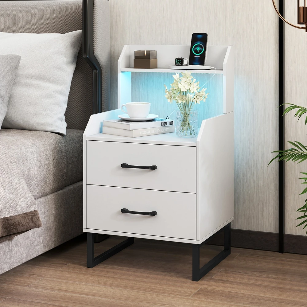Promotion Naktinis staliukas su įkrovimo stotele ir LED apšvietimu