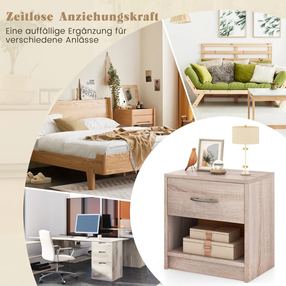 Promotion Naktinis Staliukas su Stalčiumi ir Atvira Lentyna Natūralus