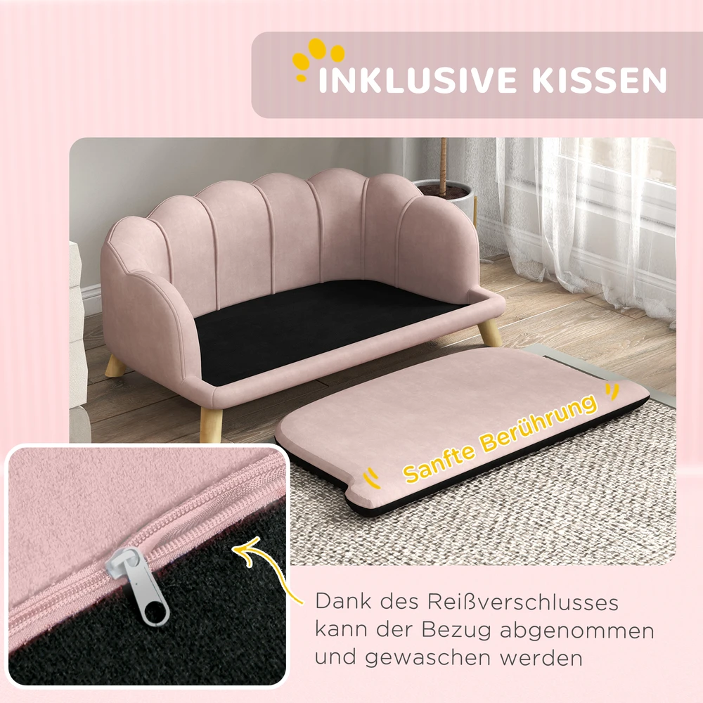 Aosom Naminių gyvūnų sofa šunims iki 25 kg, rožinė, 98,5 x 60,5 x 35,5 cm