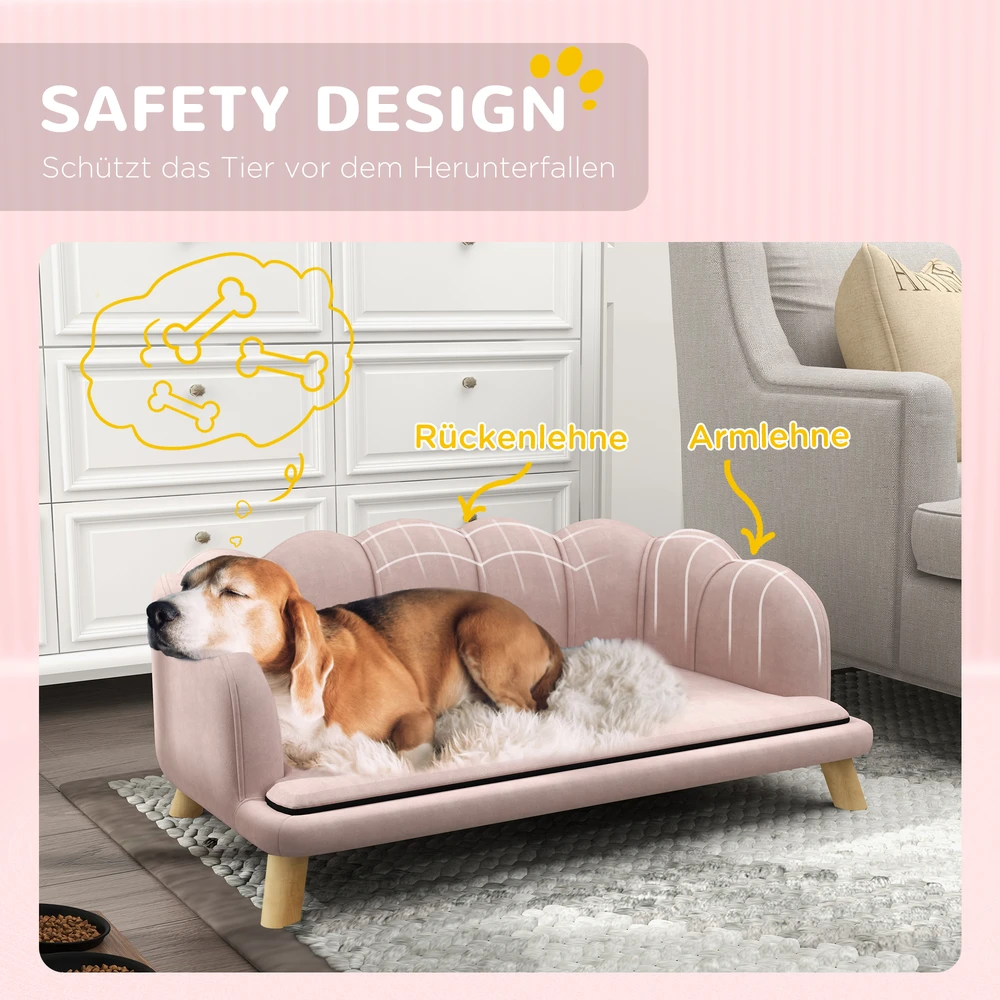 Aosom Naminių gyvūnų sofa šunims iki 25 kg, rožinė, 98,5 x 60,5 x 35,5 cm