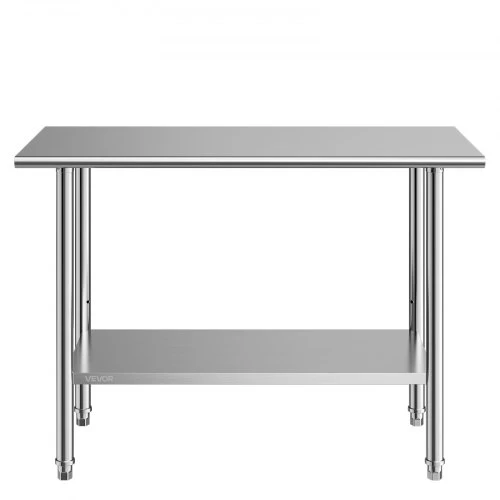 Koduva Nerūdijančio plieno darbo stalas VEVOR, 61 x 122 cm, su reguliuojama apatine lentyna