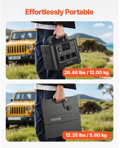 VEVOR Nešiojama elektrinė M9 su 200 W saulės skydeliu, 1008 Wh, 1800 W