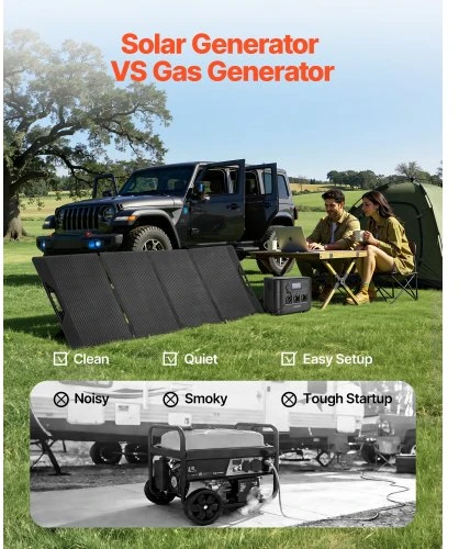 VEVOR Nešiojama elektrinė M9 su 200 W saulės skydeliu, 1008 Wh, 1800 W