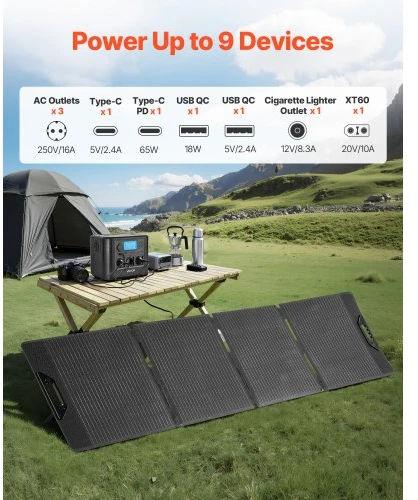 VEVOR Nešiojama elektrinė M9 su 200 W saulės skydeliu, 1008 Wh, 1800 W