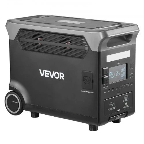 VEVOR Nešiojama elektros stotis Q3600Pro, 3600 W, 3840 Wh, juoda ir pilka, 61 x 29 x 46 cm