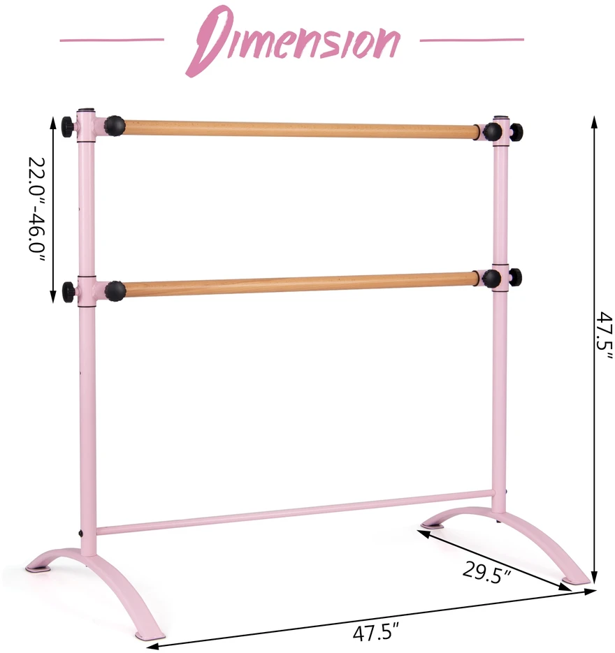 Promotion Nešiojama laisvai pastatoma dviguba baleto kartelė, rožinė
