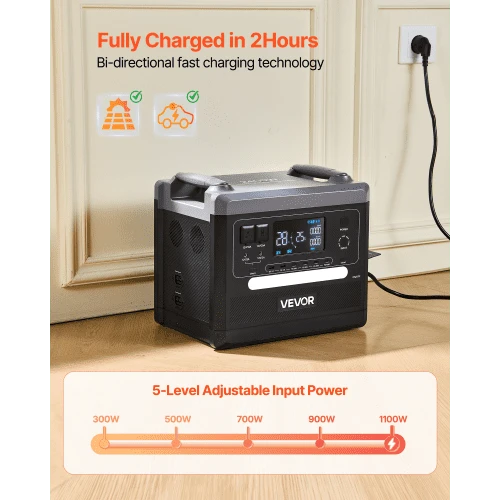 VEVOR Nešiojama maitinimo stotis Q2400Pro, 2400 W, 2160 Wh, 10 išėjimų, LiFePO4