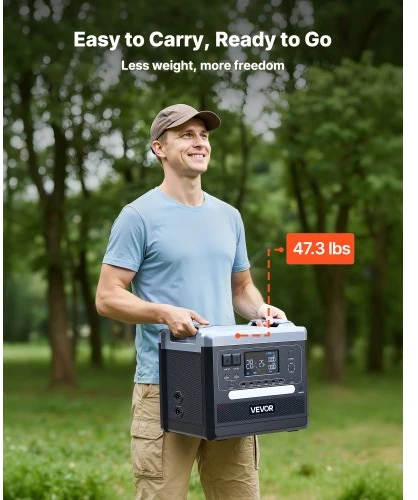 VEVOR Nešiojama maitinimo stotis Q2400Pro, 2400 W, 2160 Wh, 10 išėjimų, LiFePO4
