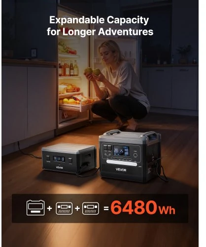 VEVOR Nešiojama maitinimo stotis Q2400Pro, 2400 W, 2160 Wh, 10 išėjimų, LiFePO4