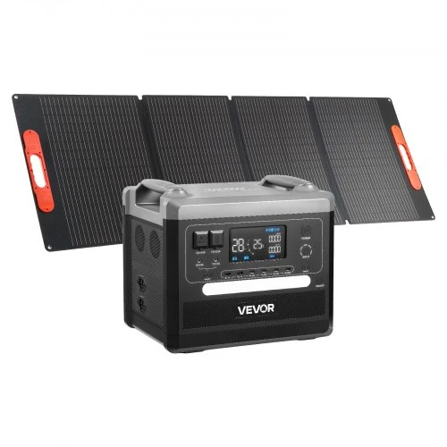VEVOR Nešiojama saulės energijos stotis, 2400 W, su 200 W sulankstomu saulės skydeliu, 2160 Wh