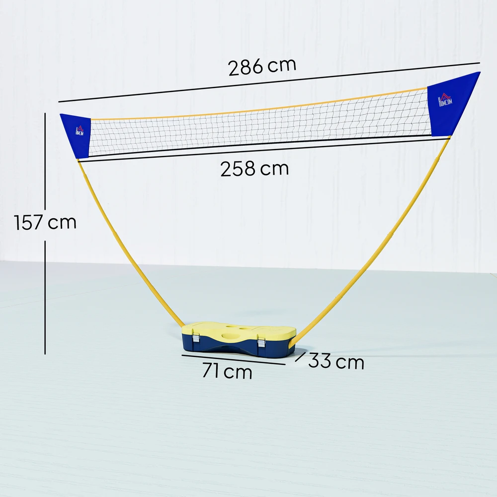 Lauko baldų komplektas Aosom Nešiojamas badmintono tinklo komplektas, geltonas+mėlynas, 286 x 33 x 157 cm