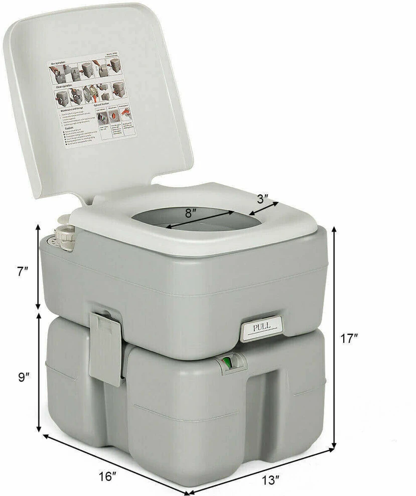 Promotion Nešiojamas tualetas su stūmokliniu nuleidimo siurbliu, pilkas, 20 l