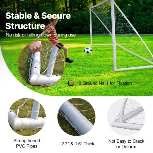 VEVOR Nešiojami futbolo vartai, 366 x 183 cm, PVC, su PE tinklu, su nešiojimo krepšiu, 1 vnt.
