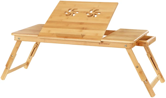 Koduva Nešiojamojo kompiuterio stalas iš bambuko, reguliuojamo aukščio, sulankstomas, 72 x 21–29 x 35 cm