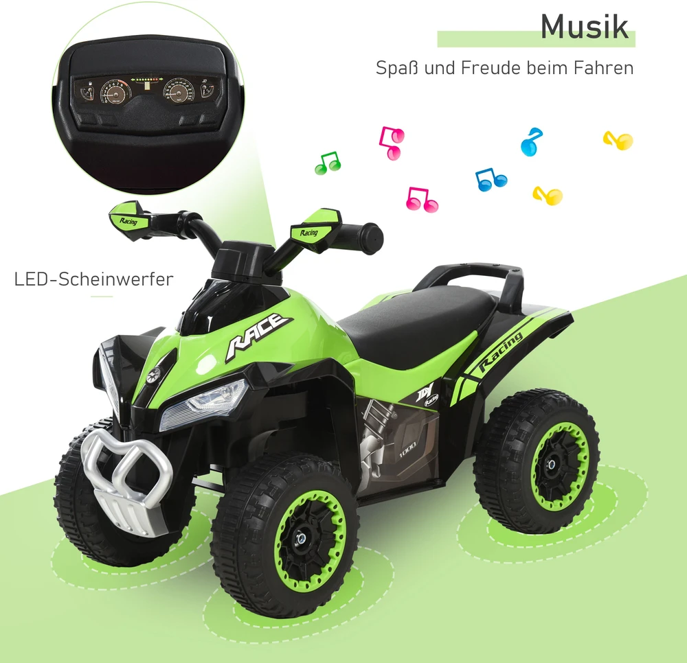 Aosom Nusistumiamas automobilis vaikams, žalias, 67,5 x 38 x 44 cm